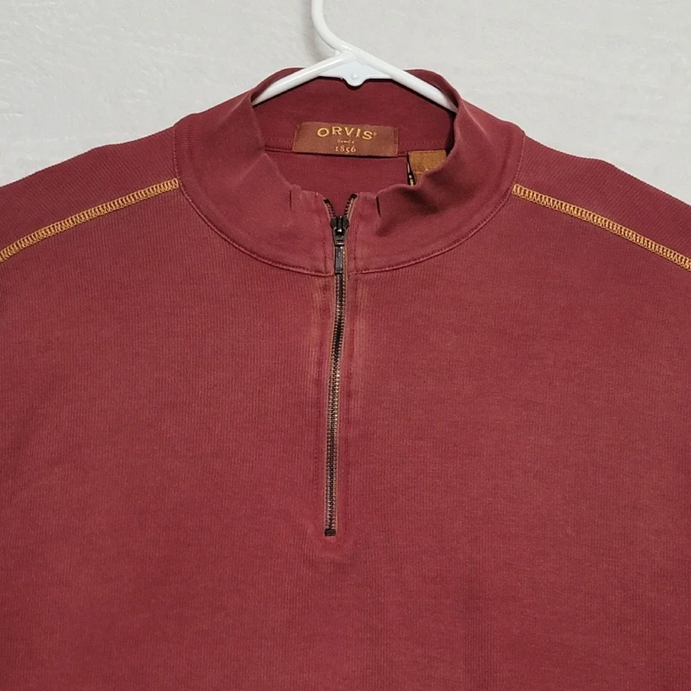 Orvis Men's Sweater Size XL  X Large Dark Red Thick Cotton Long Sleeve Casual